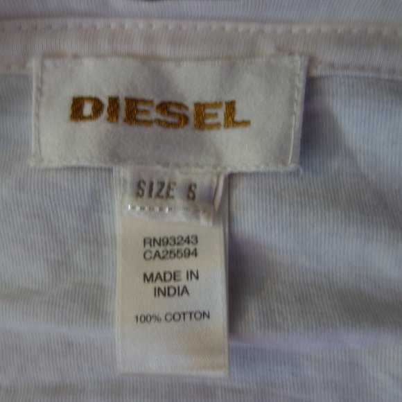 Diesel White V-Neck T-Shirt with Pink Only the Brave Design Size S - Picture 9 of 15